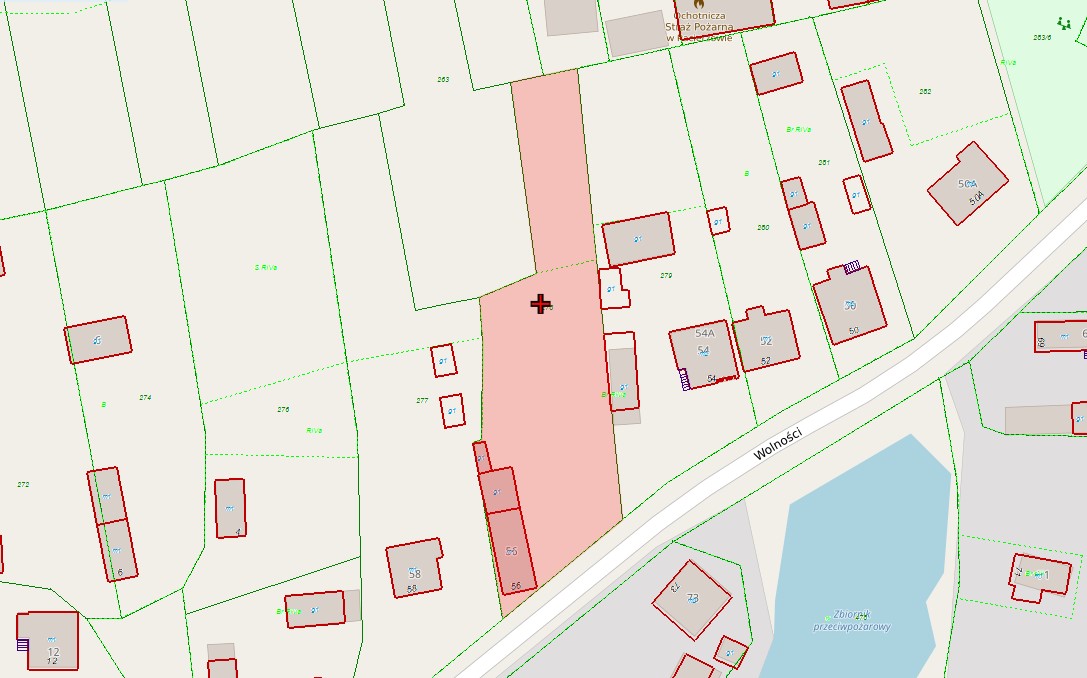 Mapka dot. IV ustnego przetargu nieograniczonego dla nieruchomości oznaczonej nr ewid. 278 o pow. 0,19 ha, położonej w obrębie ewidencyjnym 0013 Pacierzów