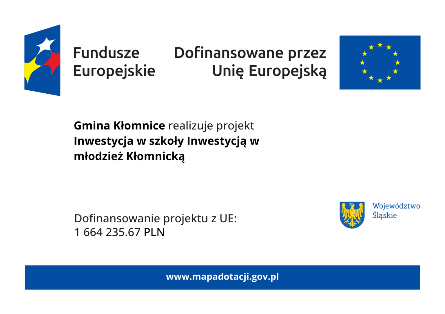 Inwestycja w Szkoły Inwestycją w Młodzież Kłomnicką