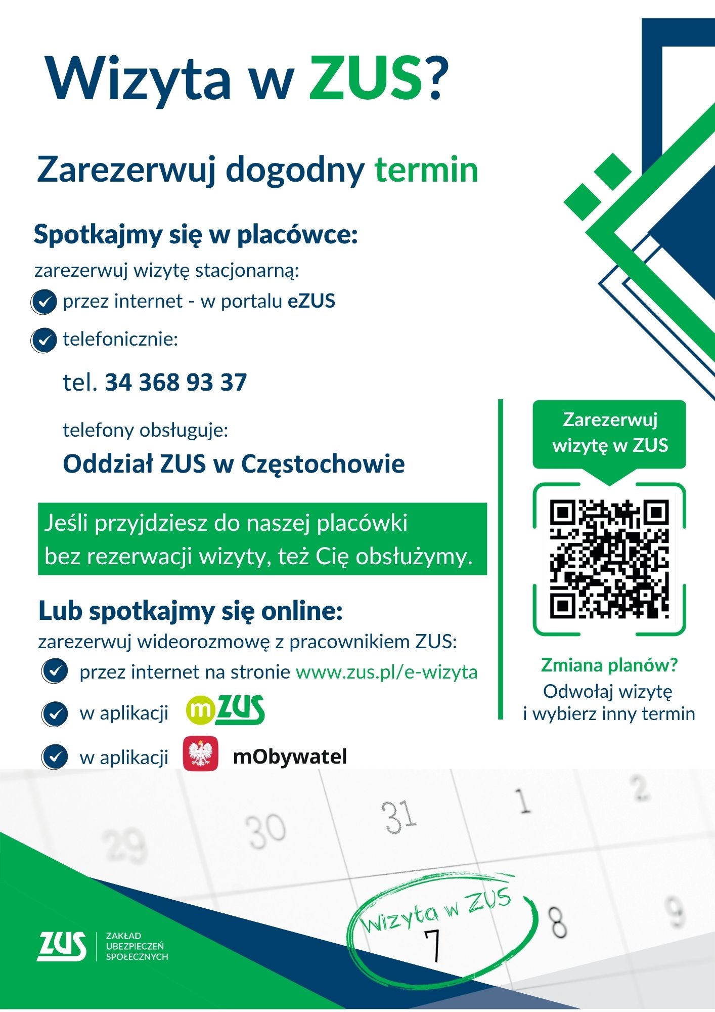Wizyty rezerwowane w ZUS